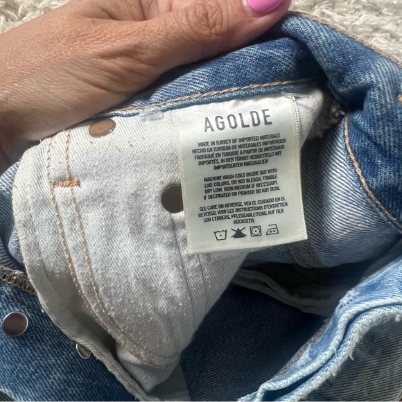 Agolde Vintage High Rise Distressed Dee Jean Shorts 23 - Picture 13 of 14